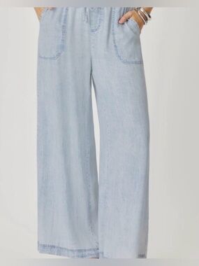 Grace Pale Blue Wide-Leg Drawstring Jeans